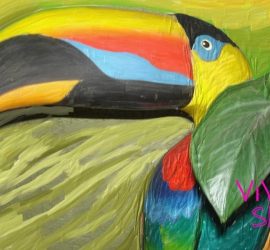 Maľovanie obrazov akrylovými farbami papagáj